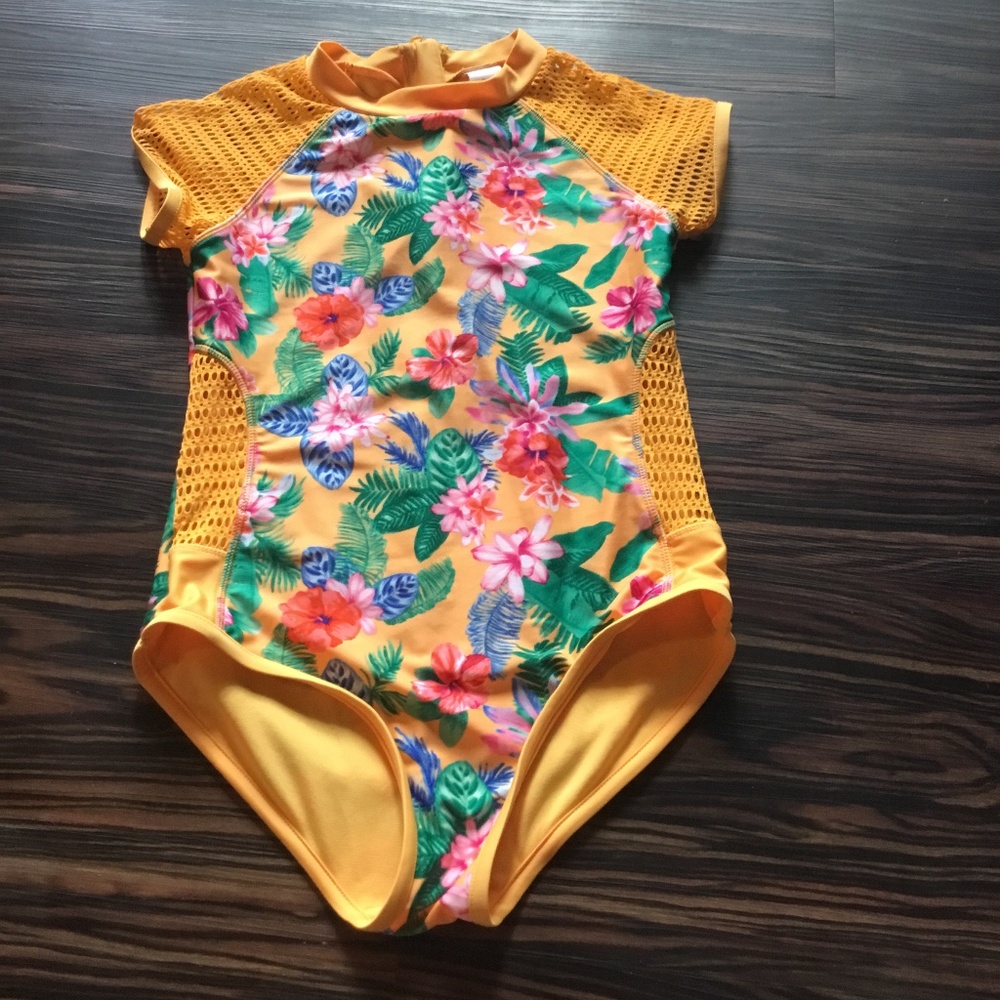 Tropical mesh sleeve one piece